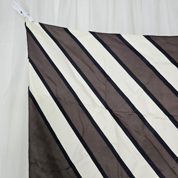 Vintage Yves Saint Laurent YSL 100% Silk Square Geometric Scarf Brown And White - Picture 2 of 7
